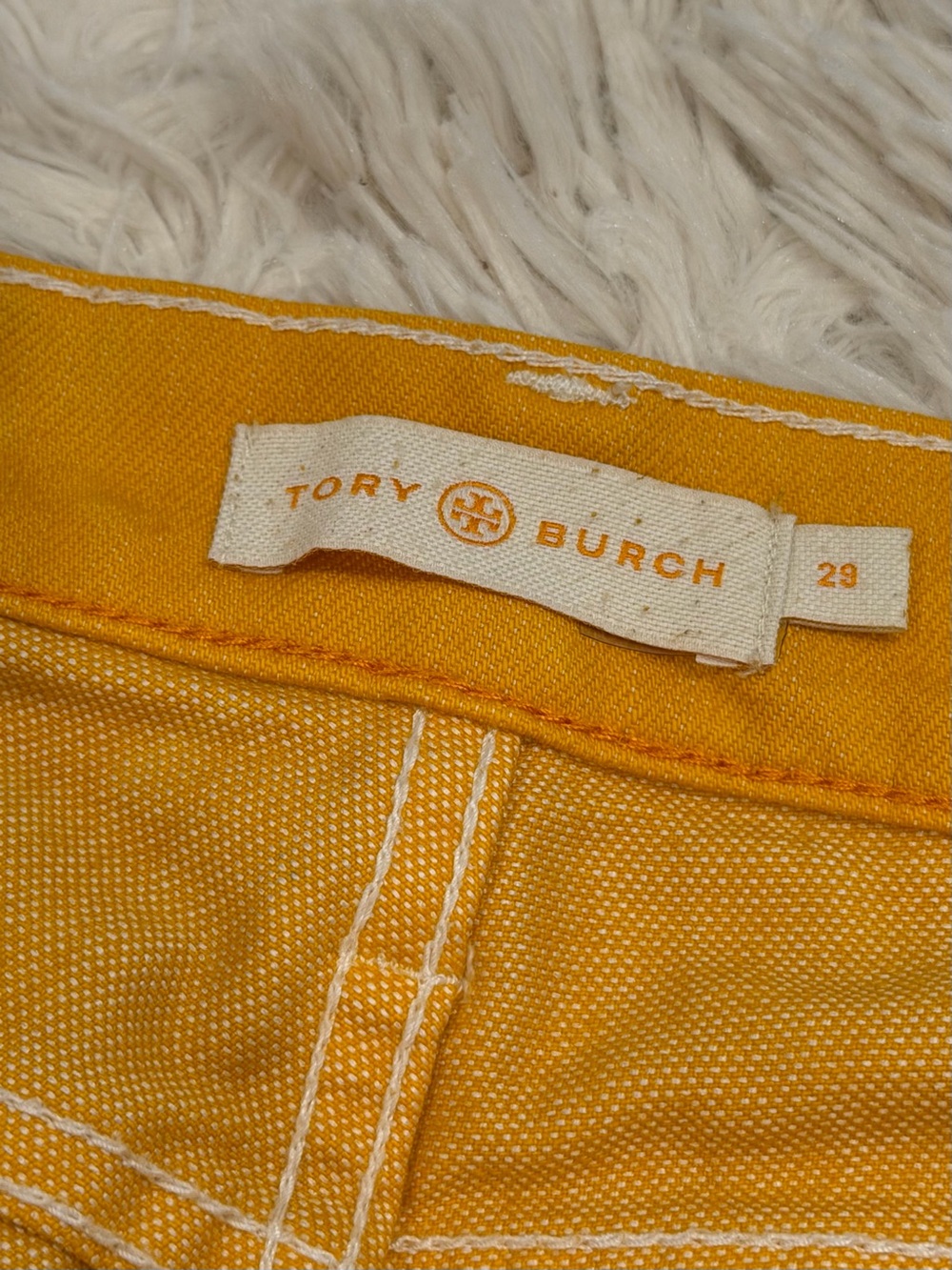 Tory Burch Catch My Drift Cropped Eyelet Floral Jeans 29 Yellow Embroidered - Picture 8 of 10